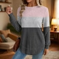 thumbnail image 2 of Women Fall Clothes Fashion Women's Casual Color Block Round Neck Long Sleeve T-Shirt Blouse Top Casual Lightweight Fashion Work Top Winter Thermal Stretchable Crewneck Circular Hem Top, 2 of 5