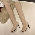 thumbnail image 4 of Over-The-Knee Boots, Fashionable High Heel Boots, Pointed Toe Design, Casual Wear, Women's Winter Footwear, Comfortable Elastic Fit, 4 of 6