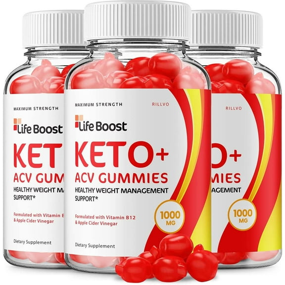 3 Pack Life Boost Keto Gummies Advanced Formula Life Boost Keto ACV Gummies Apple Cider Vinegar 1000mg 180 Gummies