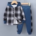 thumbnail image 4 of Tdoqot Toddler Boys Outfit Sets- Casual Kids Fall Winter Clothes Long Sleeve Plaid Hoodies and Sweatpants Blue Size 5 T, 4 of 5