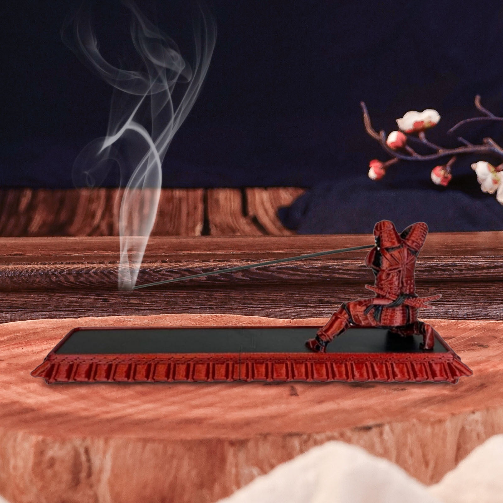 Ceramic Incense Holder With Ash Catcher – Kung Fu Monk On Bamboo Raft, Zen Decor For Meditation & Yoga