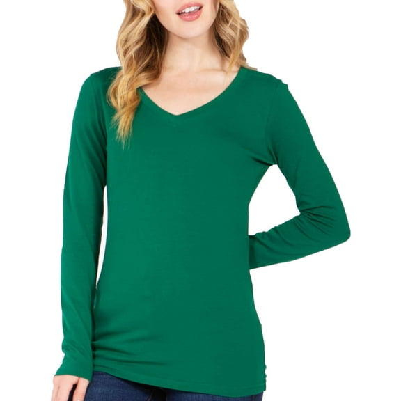 FashionMille Women's Long Sleeve Casual Basic Lightweight V Neck Cotton T-Shirt Top