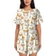 thumbnail image 1 of Balery Cartoon Corgi Conjunto de Pijama para Mujer con Estampado, Dos Piezas de Manga Corta y Shorts, Ropa de Dormir Suave con Cuello Redondo y Bolsillos-Small, 1 of 6
