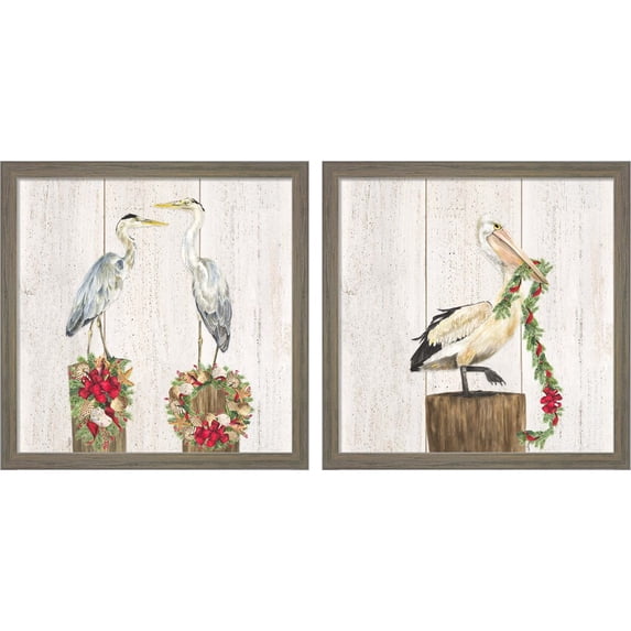 Great Art Now Christmas on the Coast B by Tara Reed, 2 Piece Framed Art Set Each 13"W x 13"H