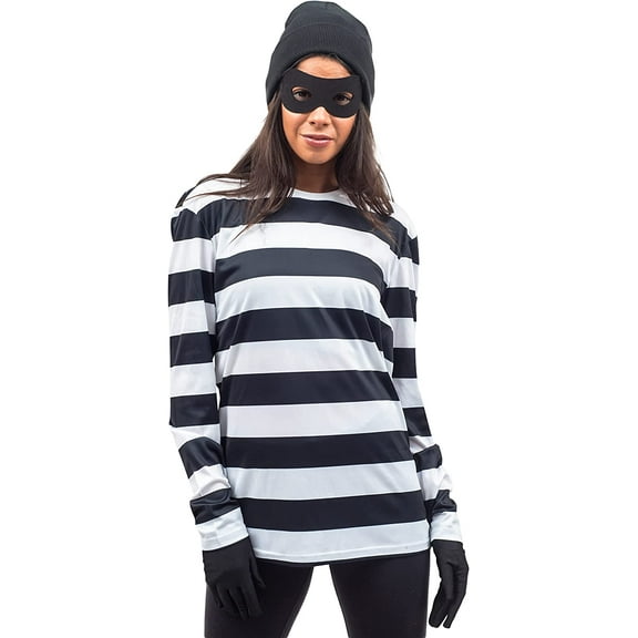 Robber Costume Shirt and Mask Halloween Costume Cosplay