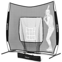 GoSports 7 x 7 ft Advanced Baseball & Softball Net with Xtraman Batter - Portable Hitting & Pitching Practice Net