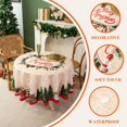 thumbnail image 2 of Christmas Waterproof Tablecloth – Beige Watercolor Christmas Tree, Red Flower & Pinecone Floral Design – Holiday Dining Table Cover for Xmas Party & Home Decor, 60" Round, 2 of 6