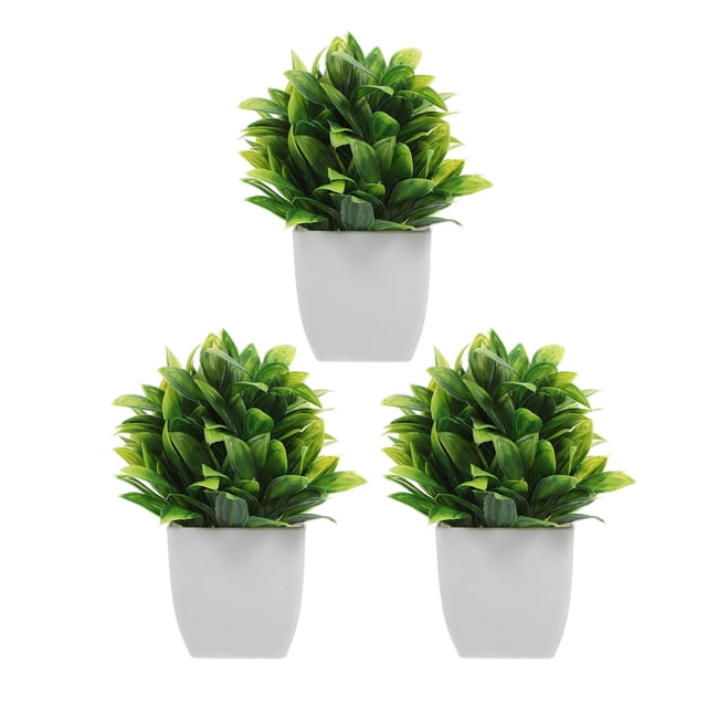Bonsái artificial de 3 piezas, plantas falsas para decoración de interiores, pequeñas plantas artificiales para escritorio, adorno verde realista, decoración artificial
