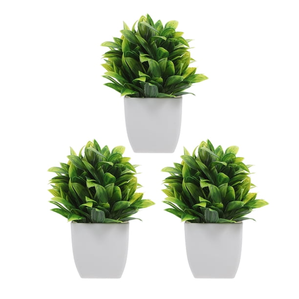 Bonsái artificial de 3 piezas, plantas falsas para decoración de interiores, pequeñas plantas artificiales para escritorio, adorno verde realista, decoración artificial