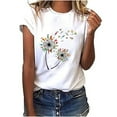 thumbnail image 2 of CALAFEBILA Ladies Tshirts Clearance Under $5 Crop Women's T-Shirt,Womens Fashion Floral Print T-shirt Summer Short Sleeve Crew Neck Women's Tops, 2 of 6