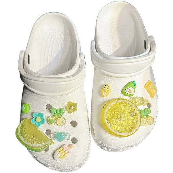 13 PCS Shoe flower Accessories Shoe Buckles Crystal Green Tangerine Lemon Shoe Flowers for DIY Shoe Decorations for Women Grils