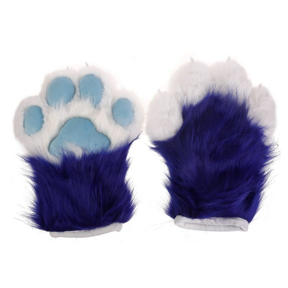 Womens Winter Warm Gloves Cosplays Bear Wolf Paw All-Cover Furry Plush Mittens for Girls Foxes Cosplays