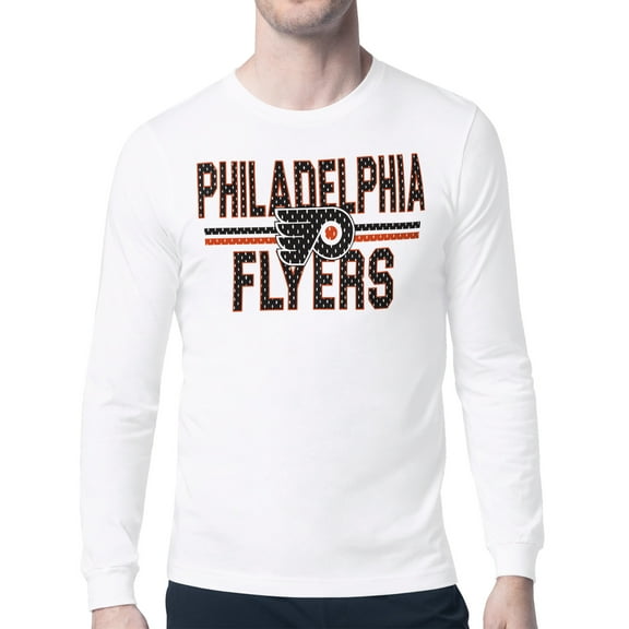 Men's Starter White Philadelphia Flyers Mesh Look Team Name Long Sleeve T-Shirt