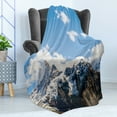 thumbnail image 4 of Mountain Soft Flannel Fleece Blanket, Snowy Mountain Scenery in the Summertime Cloudy Sky Natural Beauty Pattern, Cozy Plush for Indoor and Outdoor Use, 50" x 60", White Blue Brown, by Ambesonne, 4 of 5