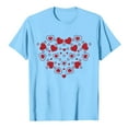 thumbnail image 4 of Chemises de la Saint-Valentin pour Femmes Col Rond Manches Courtes Mode Imprimé Cœur T-Shirt Ample Léger Confortable Blouses Douces Chandail Tenues Bleu m, 4 of 4