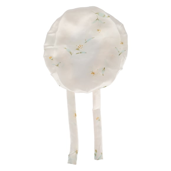 Bonete de cabello floral de seda sintética Unique Bargains con correas ajustables, gorro de dormir para mujeres, blanco