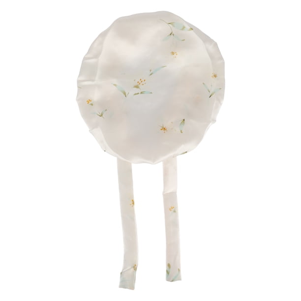 Bonete de cabello floral de seda sintética Unique Bargains con correas ajustables, gorro de dormir para mujeres, blanco