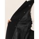 thumbnail image 5 of Abrigo de invierno para mujer Abrigo de guisante con cuello en contraste de terciopelo con botones de un solo pecho Negro XS, 5 of 5
