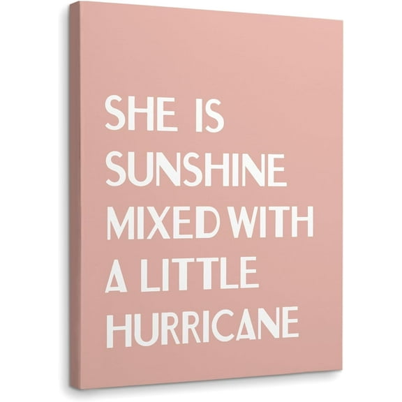 Girls Boho Room Decor,She Is Sunshine Mixed With a Little Hurricane Framed Canvas Wall Art Decor 11×14,Girls Wall Decor,Boho Sunshine Girls Nursery Little Girl Room Wall Art Framed Decor Prints