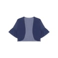 thumbnail image 3 of Zaldita Women Short Sleeve Shrug Cropped Bolero Open Front Cardigan Sheer Shawl Navy Blue XL, 3 of 7