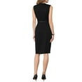 thumbnail image 3 of INSPIRE CHIC Women's Sleeveless 2026 Funeral Dress V-Neck Office Sheath Dresses with Belt S Black, 3 of 5