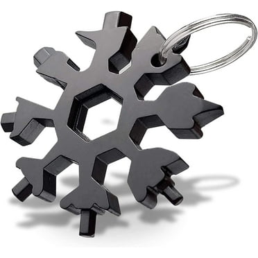 18 in 1 Snowflake Multitool for Men, Small Stainless Steel All in One Screwdriver as Bottle Opener, Screwdriver, Wrench, Box Cutter, Mini Keychain Gadgets for Camping, Survival