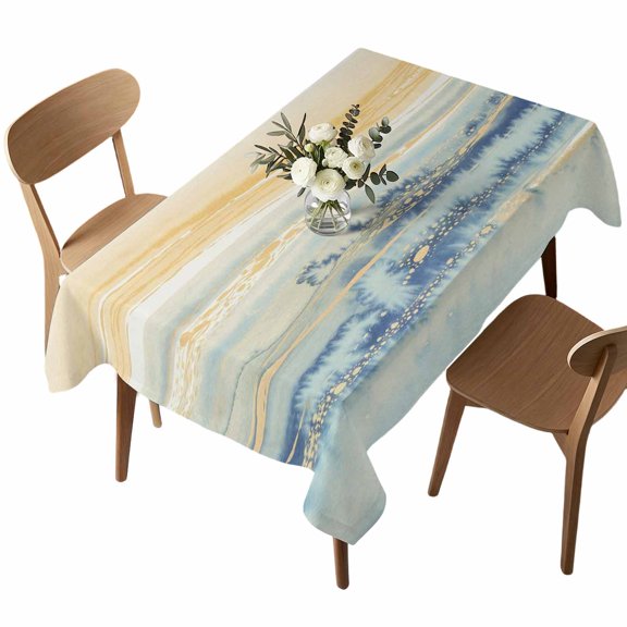 Rectangle Tablecloth, Modern Fluid Art Marble Texture Waterproof Table Cloth 60x102 in Abstract Yellow Blue Gradient Washable Spillproof Table Cover for Kitchen Dining Party Decor Outdoor Camping