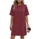 thumbnail image 1 of Mujeres Manga Corta Tops Impresión Casual Cuello Redondo Vendaje Vestido Falda de las Señoras, Vestido de Manga Corta para las Mujeres, 1 of 6