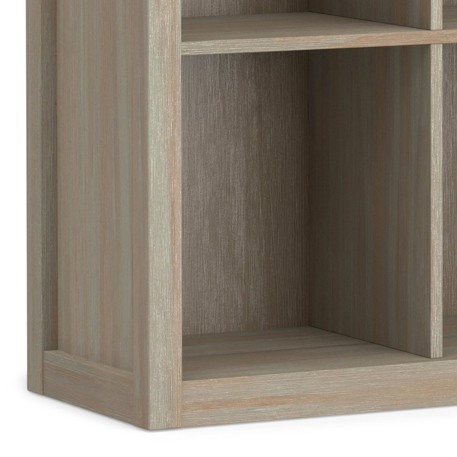 Simpli Home Artisan 45 inch x 43 inch Solid Wood Transitional 9 Cube Bookcase and Storage Unit in Distressed Grey