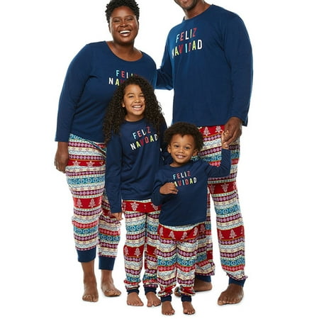

FOCUSNORM Matching Family Christmas Pajamas Set Xmas Holiday PJs for Women/Men/Kids Letter Printed Loungewear Sleepwear