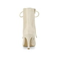 thumbnail image 2 of BLISSFUL STEP Women's Ankle Boots Faux Suede Lace Up Pointed Toe Stiletto Heel Ankle Booties Beige 9.5, 2 of 8