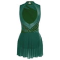 thumbnail image 4 of iiniim Lyrical Dance for Women Rhinestone Figure Skating Dresses Sleeveless Ballet Dancewear Dark Green S, 4 of 7