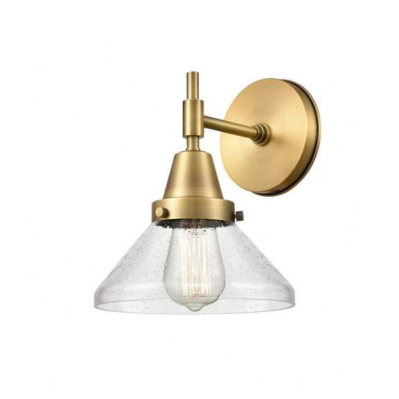 447-1W-BB-G4474 Innovations Lighting Caden - 1 Light Wall Sconce-9.25 Inches Tall and 8 Inches Wide-Brushed Brass Finish-Seedy Glass Color