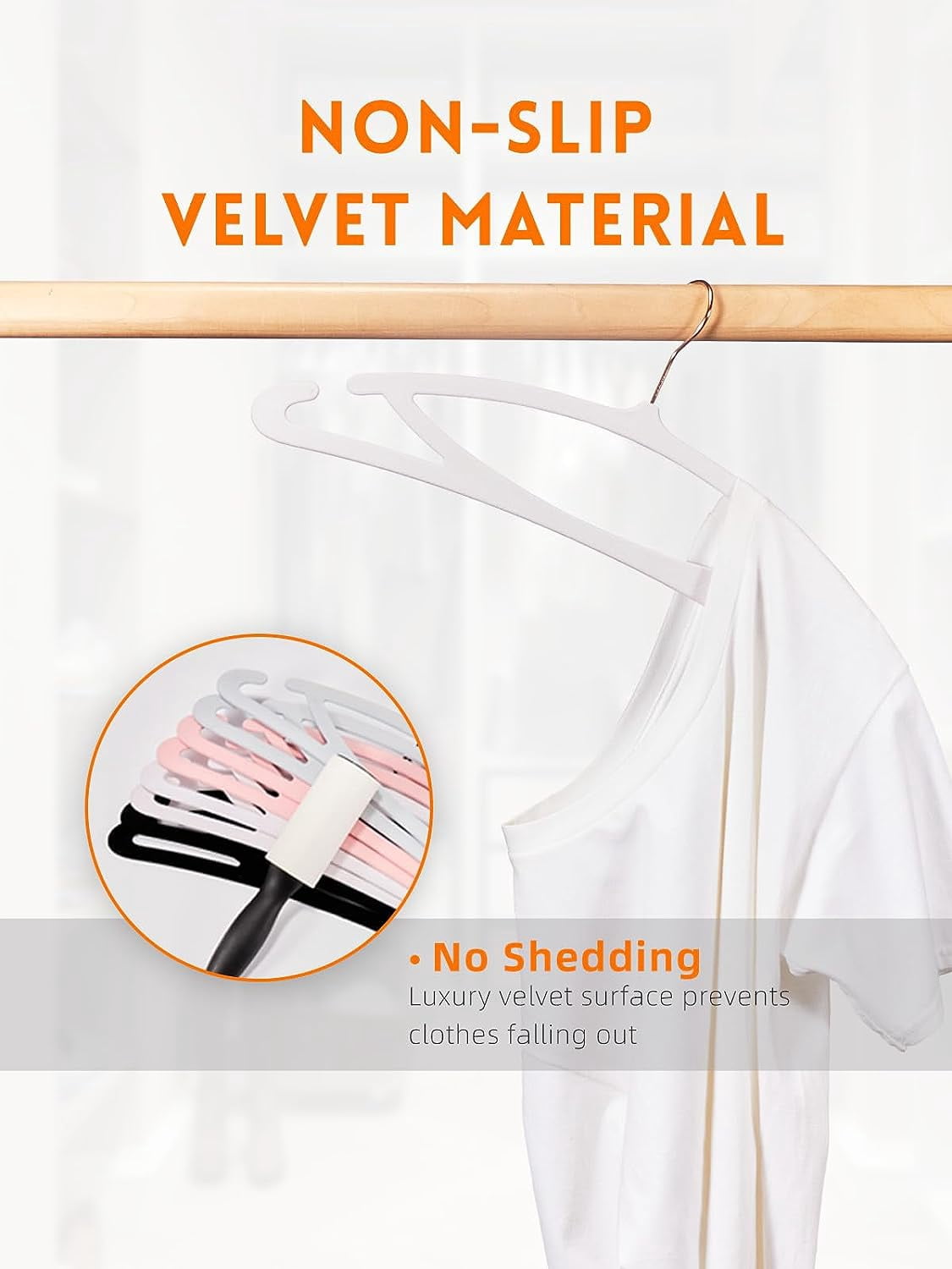 HOUSE DAY White Velvet Hangers 60 Pack, Luxury Felt Hangers Non Slip Clothes Hangers, No Shoulder Bump Focked Hanger