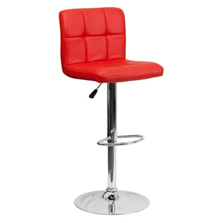 Bar Stools Red Flash Furniture Contemporary Quilted Vinyl Adjustable Height Barstool with Chrome Base, Multiple Colors ()