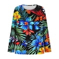 thumbnail image 6 of Qgtaibl Women Long Sleeve Pleated Tunic Tops Crew Neck Flower Print Casual Blouses Plus Size Loose Fit Boho Shirts for Vacation Outfits Green XL, 6 of 6