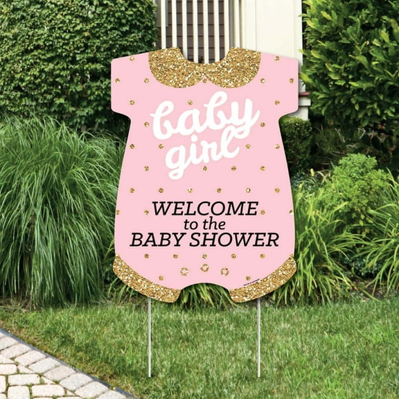 Big Dot of Happiness Hello Little One - Pink and Gold - Party Decorations - It's A Girl Baby Shower Welcome Yard Sign