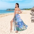 thumbnail image 6 of FORMRS Womens Long Sarong Beach Wrap Semi-Sheer Bikini Skirt Bathing Swimsuit Cover Up, Sea Window, 6 of 7