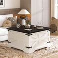 thumbnail image 3 of Frmobepts Farmhouse Coffee Table, Square Wood Center Table with Storage and Lift Top, Metal Corners for Living Room, White, 3 of 9