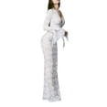 thumbnail image 4 of Women´s Long Fitted Dress Long Sleeve V Neck Evening Dress Lace Floral Party Dress, 4 of 9