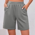 thumbnail image 4 of Women's Bermuda Shorts, High Waist Basic Stretch Casual Bottoms Knee Length Summer Athletic Shorts with Pockets Gray XXXL(XXXL), 4 of 9