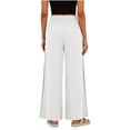 thumbnail image 7 of Mifsaly Linen Drawstring Pants Women Crochet Side Cutout Detail Wide Leg Casual Summer Pant Lightweight Flowy Vacation office Lounge Outfits with Pockets White,M, 7 of 7