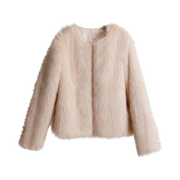 Fesfesfes Crop Coat for Women Solid Short Imitation-Fur Warm Vest Coat Faux-Fur Tops Under $10