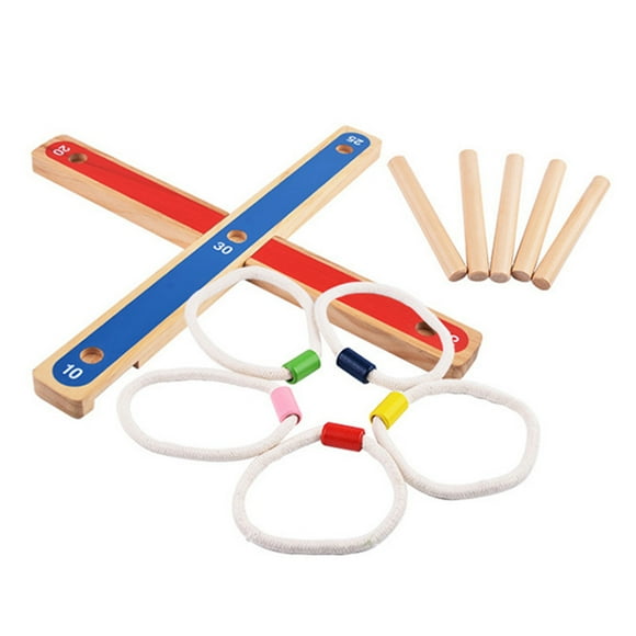Yeacher Throwing Game for Children Ring Toss Yard Game Throw Game Wooden Platform Ring Throwing