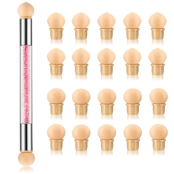 Pluma de esponja degradada para uñas ForSewian, pincel de pintura de uñas de doble cabeza con 20 piezas de cabezal de repuesto para diseño de arte de uñas