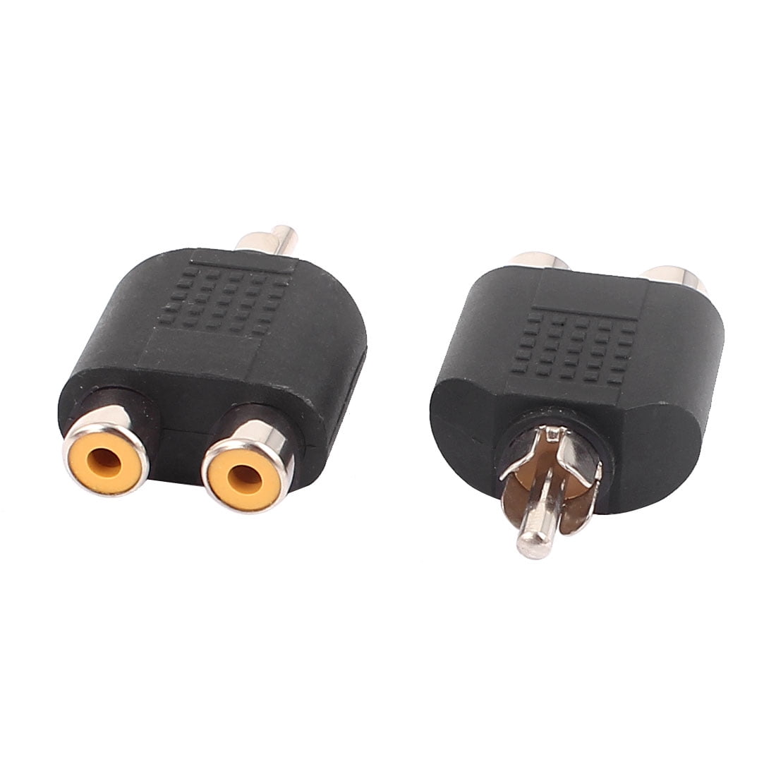 2pcs RCA AV Audio Y Splitter Plug Adapter 1 Male to 2 Female 
