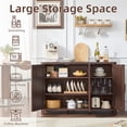 thumbnail image 4 of 46" Coffee Bar Cabinet Set of 2, Kitchen Storage Cabinet with 3 Doors, Sideboard Buffet Cabinet with Adjustable Shelves for Kitchen, Dining Room, Walnut, 4 of 12
