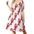 thumbnail image 4 of Vestido de manga corta con estampado repetido de langosta roja, vestidos de noche, vestido de lujo, vestido de verano para mujer, vestido diario, 4 of 8