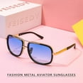 thumbnail image 5 of FEISEDY Retro Trendy Aviator Sunglasses Women Men Classic Vintage Square Sunglasses 70s Large Metal Shades B2321, 5 of 17