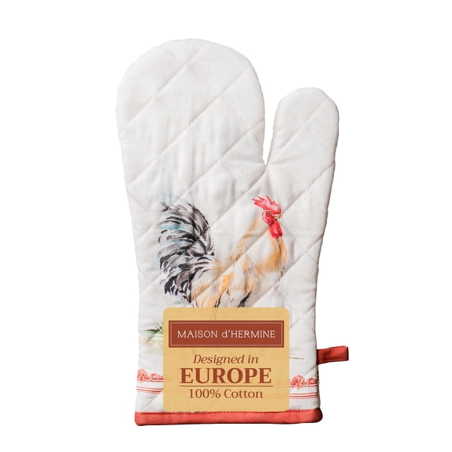 Maison d'Hermine Guantes de horno 100% algodón manopla de horno 7" x 13" con lazo resistente al calor, barbacoa, guantes de cocina, hornear, asar, cocina, manipulación de sartenes calientes primavera/